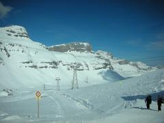Snow-covered Gemmi mountain in winter