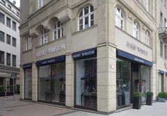 Harry Winston luxury jewelry store at Königsallee 10, corner of Blumenstraße in Düsseldorf in June 2025