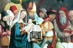 Painting of the Presentation of Christ in the Temple on the wing of the former high altar of Frauenkirche featuring Marian scenes