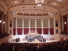 Konzerthaus Vienna illuminated at night after Handel's Deborah performance