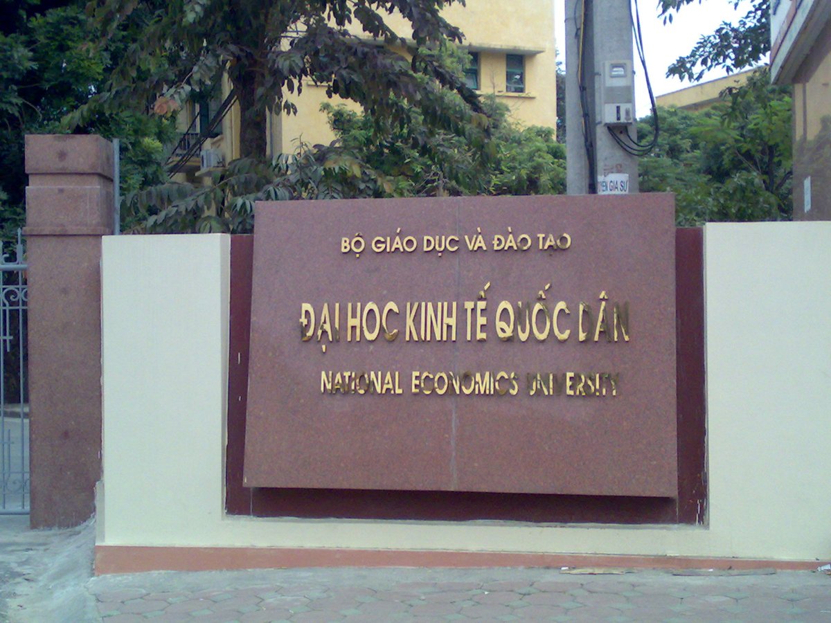 Main gate of National Economics University in Vietnam