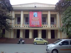 Main cultural house and lecture hall A at National Economics University in Vietnam