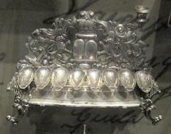 Silver Hanukkah lamp from Lodz Poland prior to 1881