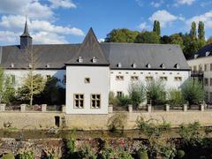 Luxembourg National Museum of Natural History viewed from left bank of Alzette River
