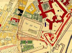 Historical map of Kaiserliches Zeughaus (Oberes Arsenal) in Vienna from 1710 by Werner Arnold Steinhausen