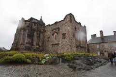 Rain-soaked National War Museum of Scotland inside Edinburgh Castle