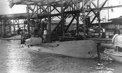 USS Adder submarine docked at Cavite Navy Yard around 1910-1911