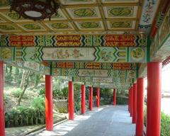 Covered walkway at Zhinan Temple in Taipei Taiwan
