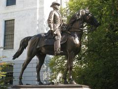Statue of General Joseph Hooker by Daniel Chester French on Massachusetts State House Lawn in Boston