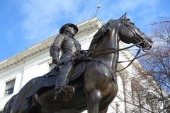 Statue of General Joseph Hooker outside the Massachusetts State House in Boston