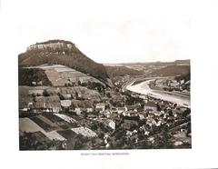Panoramic view of Dresden surroundings and Saxon Switzerland with river and rocky hills