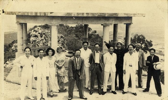 1934 Taiwan Homeland Concert outdoor photo at Kaohsiung Shoushan with musicians Jiang Wen-ye, Weng Rong-miao, Lin Qiu-jin, Gao Ci-mei, Yang Zhao-jia, Lin Jin-sheng, Peng Jin-guo, Chen Wan, Lin Cheng-mu, Yang Ji-chun