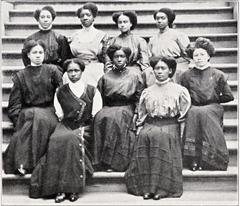 Group of normal graduates posing outside New Orleans University in Louisiana