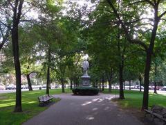 The Commonwealth Avenue Mall looking west towards the Alexander Hamilton statue in October 2006