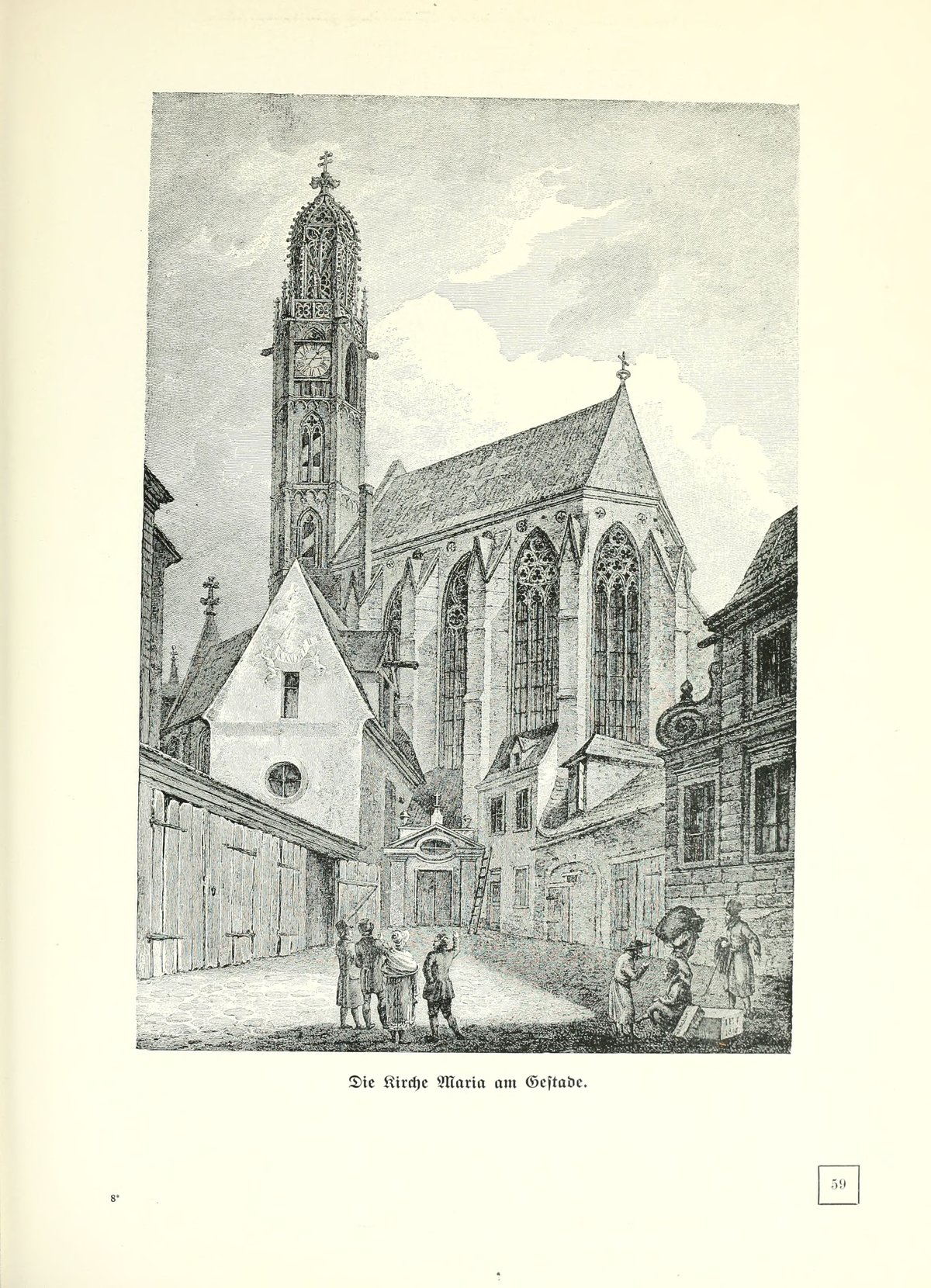 Vintage illustrated image from Altwiener Bilderbuch showing historical views of old Vienna