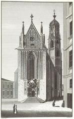 Historical architectural drawing of Maria Stiegen Church from 1832 by Sickingen