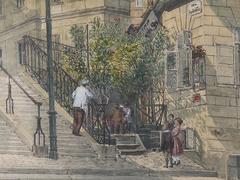 Watercolor painting of Maria am Gestade church by K. W. Zajicek, 1921