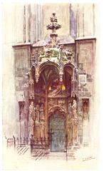 Watercolor painting of Maria am Gestade Seitentor in Vienna from 1924