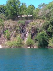 Neyyar Lion Safari Park view from a boat on water with lush greenery