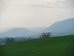 Westward view of Jura mountains from a point between Rüttenen and Oberdorf in Solothurn, Switzerland