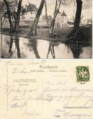 Vintage black and white photograph of Schloss Blutenburg in Munich from 1908