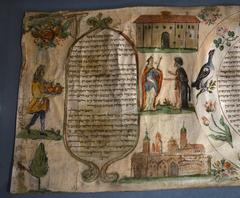 Book of Esther scroll on parchment from 18th century Alsace displayed in Joods Historisch Museum Amsterdam