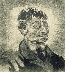 Caricature of a male head in lithograph style
