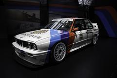 Warsteiner-liveried BMW M3 E30 race car at BMW Museum Munich