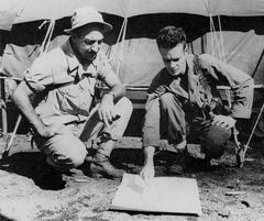 Lt. Col. Henry Mucci with Capt. Vaughn Moss during World War II