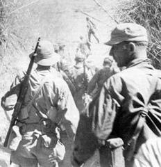 World War II Rangers marching towards Cabanatuan prison camp
