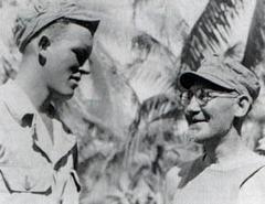 Sixth Army Ranger with liberated POW after Cabanatuan Raid