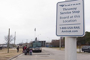 Amtrak Thruway bus at Norfolk station in January 2013