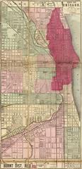 1871 Chicago Burnt District Map showing the area affected by the Great Chicago Fire