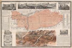 1871 Richard's map of the Great Conflagration in Chicago showing details of the fire