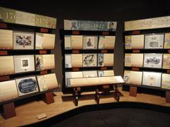 Interior view of the North Carolina Museum of History in Raleigh with historical exhibits and timeline displays