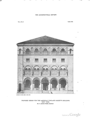Proposed architectural design for the American Fine Arts Society Building in New York from 1891