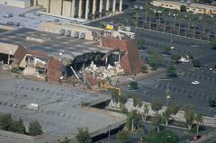 Damaged Bullock's department store at Northridge Fashion Center after the 1994 Northridge Earthquake in Los Angeles
