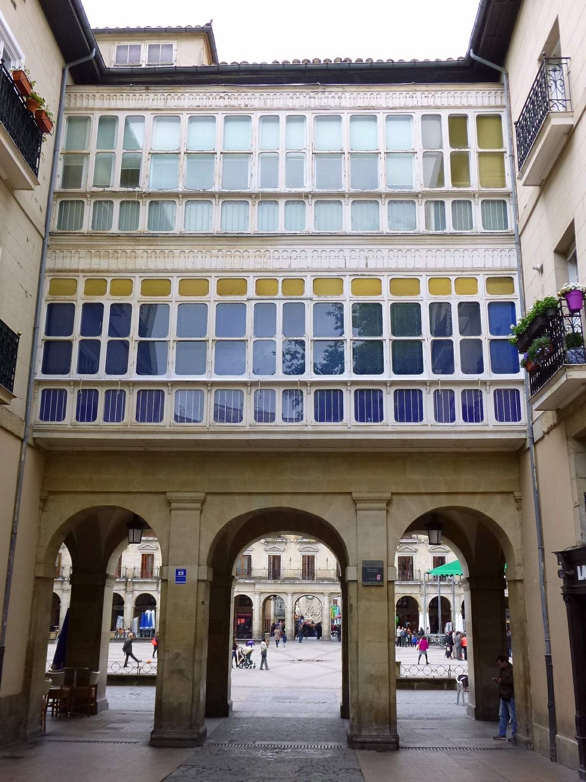 Entrance to Plaza de España from Lehendakari Aguirre Street in Vitoria, Spain