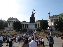 The Bavaria statue and Ruhmeshalle building during Oktoberfest in Munich, Germany in 2009