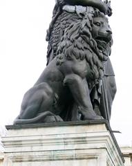 Lion statue at the base of the Bavaria statue in Munich, Germany