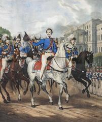 King Ludwig I of Bavaria on horseback with his entourage