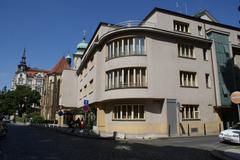 Facade of Jewish Museum in Prague with traditional architecture