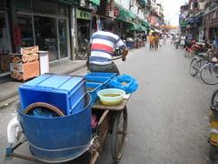 Old Town area in Shanghai with traditional Chinese architecture and busy streets