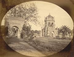 Historic Christian Cemetery with Mughal style gateway and Indo-Gothic tomb in Dhaka, 1870s