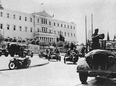 German troops marching through Syntagma Square in Athens during World War II