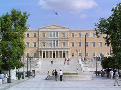 View of Hellenic Parliament from Syntagma Square in Athens