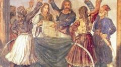 Delegates of the Greek nation voting at the 1st National Assembly in Epidavros 1821