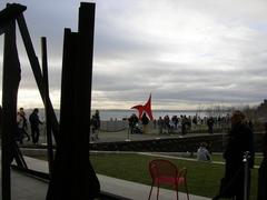 Olympic Sculpture Park in Seattle featuring Anthony Caro's Riviera sculpture in the foreground and Alexander Calder's Eagle in the background