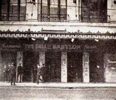 Scene from the Fall of Babylon segment in the 1916 film Intolerance shown at Detroit Orchestra Hall in 1920