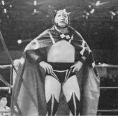 Black Tiger wrestler Mark Rocco before a wrestling match in 1982